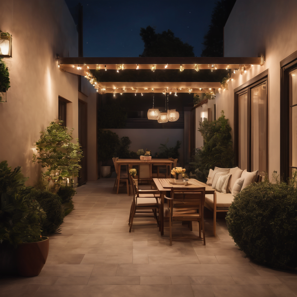 Outdoor porcelain tiles in the patio